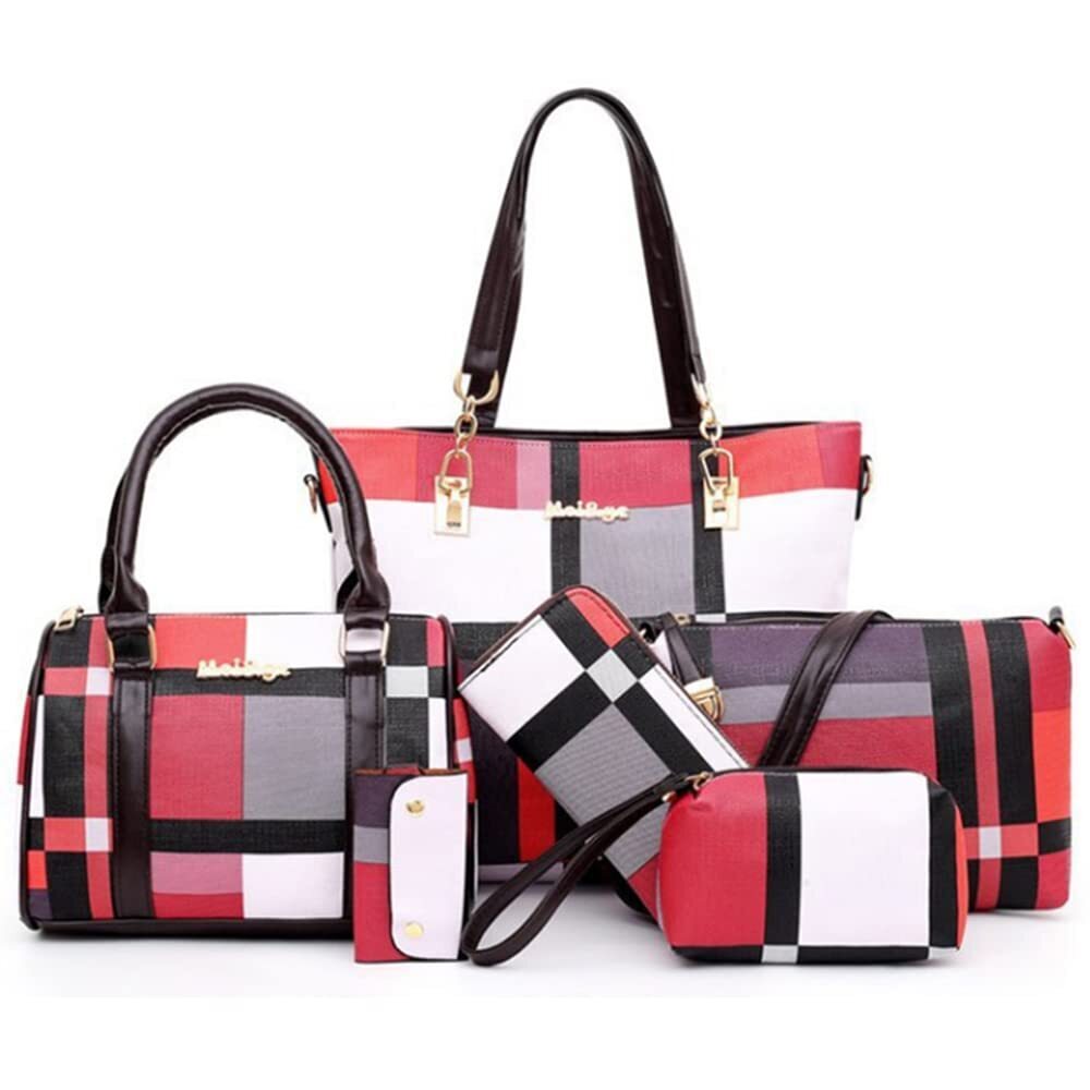 5401 6pcs Totes Purses And Handbags Set Pu Leather Shoulder Bags Satchel